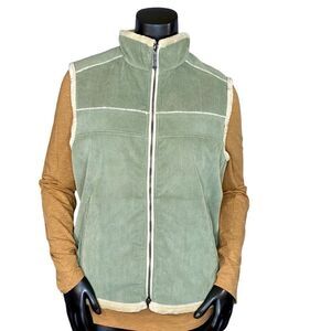 Woolrich Corduroy Vest Soft Faux Fur Lining Full Zip Womens Size Large w Pockets